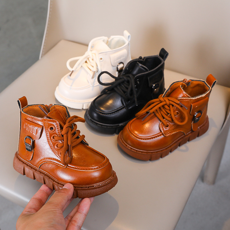 Mother & Kids Style Children's Short Patent Leather Martin Boots Soft Soled Low Cut For Little Girls And Boys Autumn Winter_voghion.com