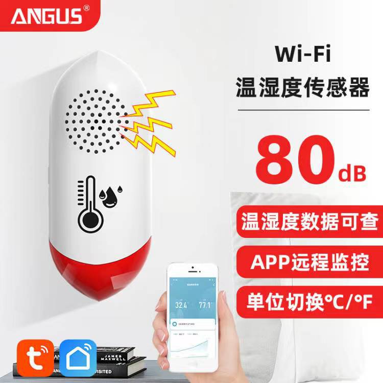 跨境涂鸦智能WiFi温湿度计远程智能家用卧室婴儿房高精度温湿度计