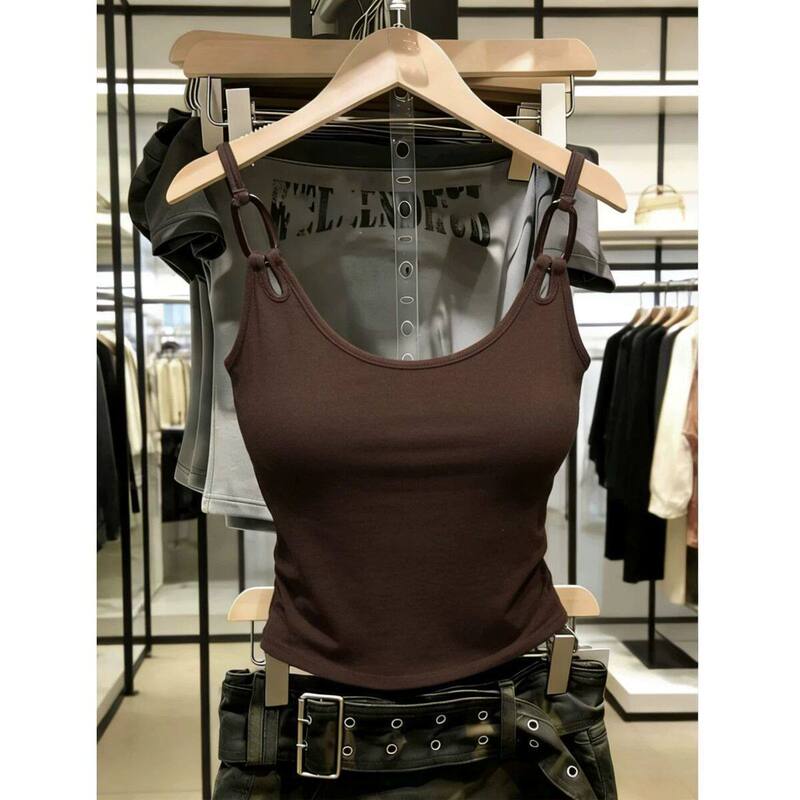 Slim-Fit Camisole for Women, Summer U-Neck, Niche French Retro Style, New Design, Slimming Top, Fashionable and Versatile Slim-Fit Camisole for Women, Summer U-Neck, Niche French Retro Style, New Design, Slimming Top, Fashionable and Versatile