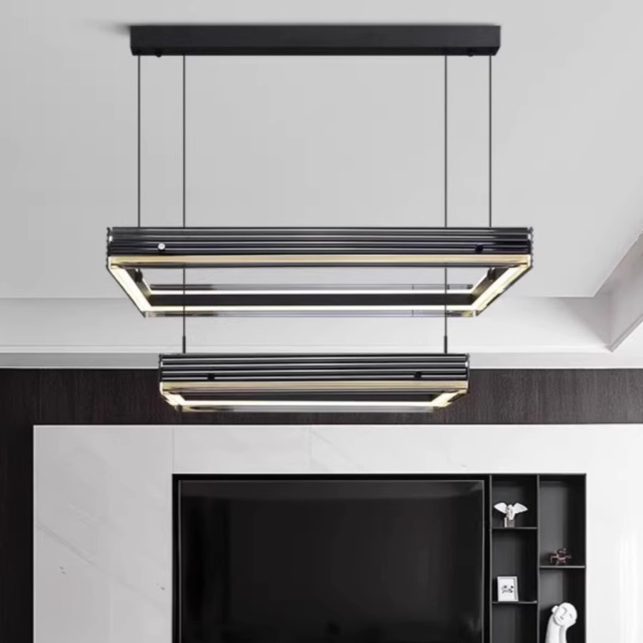 Lámpara de la sala de estar personalizada lujosa cuadrada luminaria de vidrio de atmósfera de aluminio italiano moderno minimalista