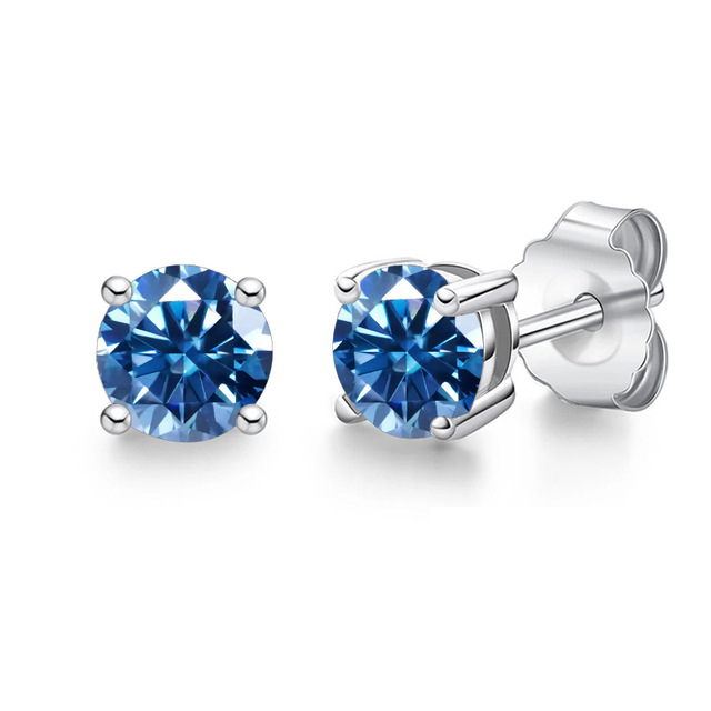 Ventas transfronterizas S925 plata 1 quilate D color moissanite orejetas clásicas cuatro garras orejetas en vivo fuentes de ventas calientes