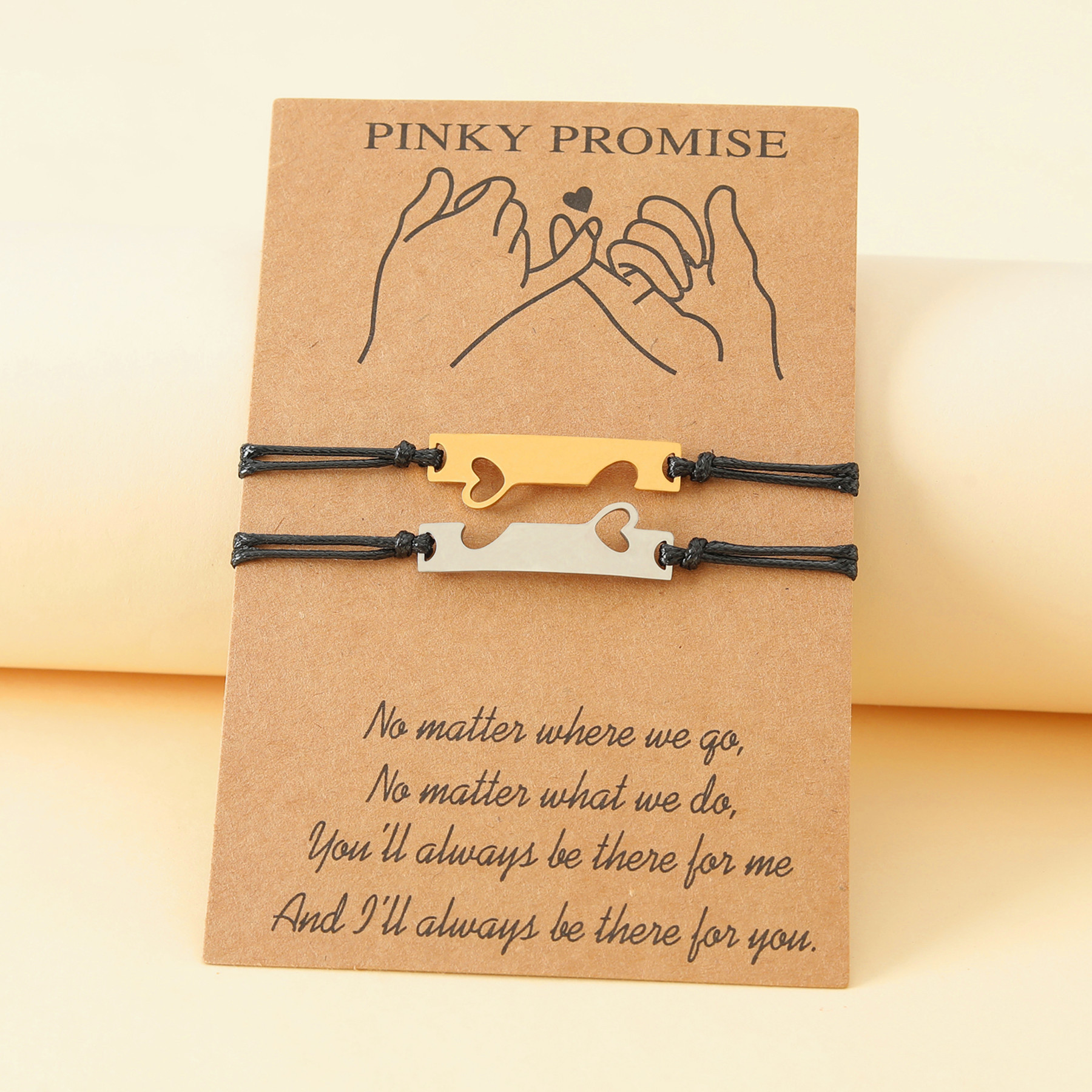 1 Piece Fashion Heart Shape Stainless Steel Wax line Handmade Unisex Bracelets