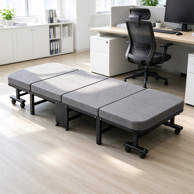 Folding bed for lunchtime rest, office nap bed with universal wheels, easy to store, portable, no installation required, simple hospital companion bed