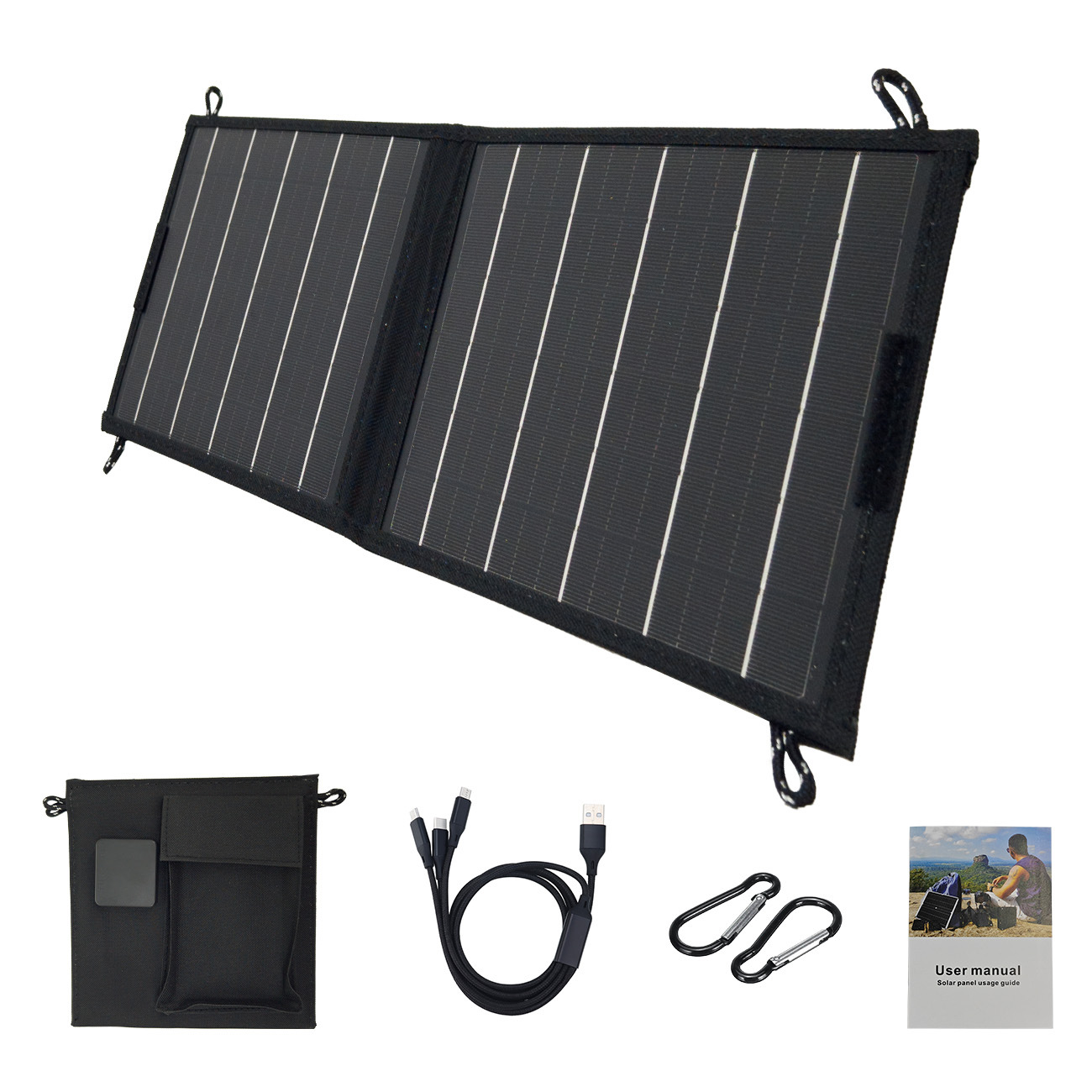 10W portable solar charger with dual output ports USBtyep-c portable foldable solar