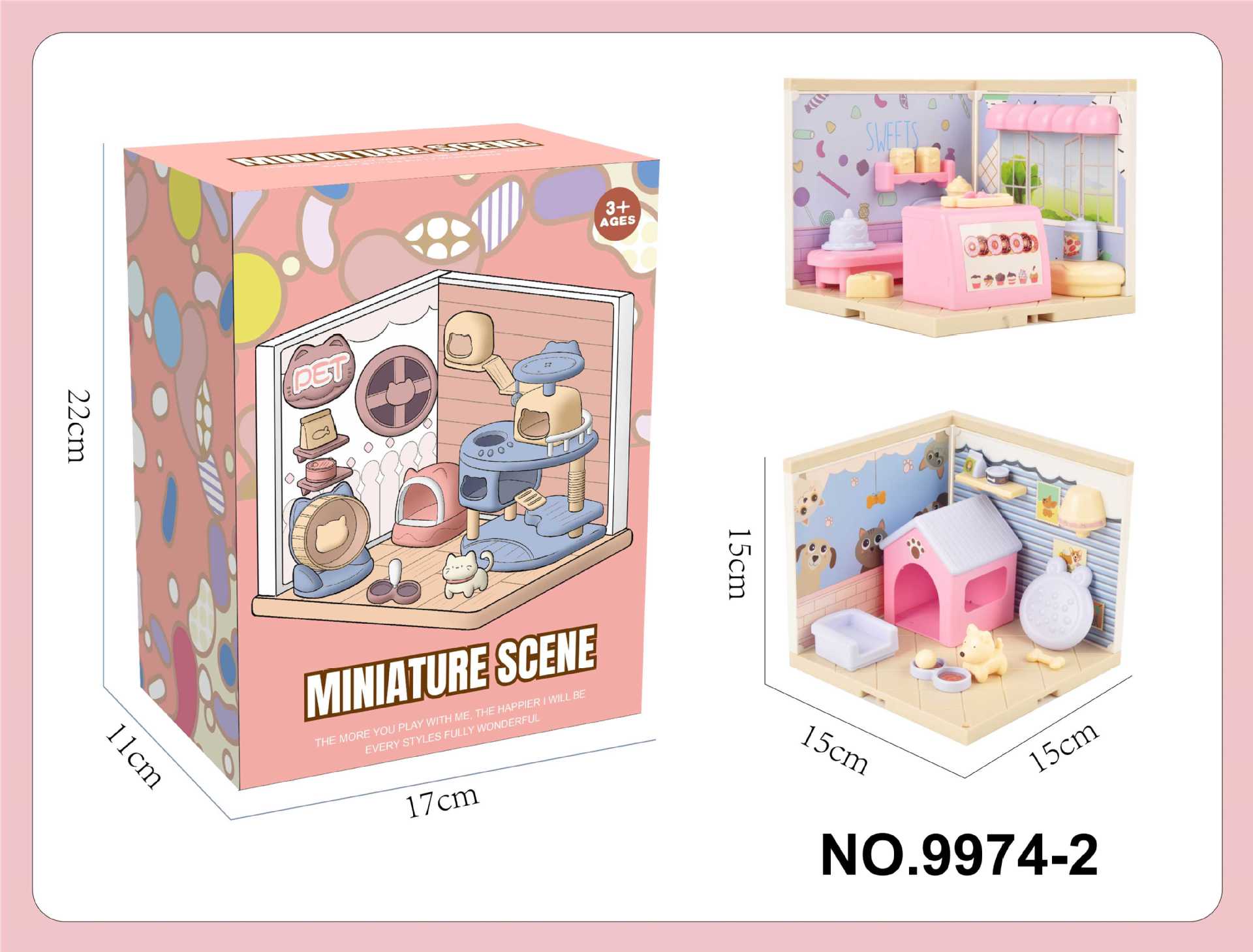Miniature scene play house (dessert + pet house)
