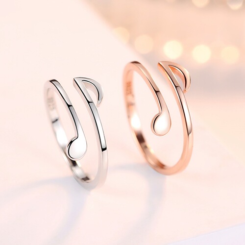 Internet celebrity's same creative hot sale Korean Dongdaemun silver-plated note ring for women Valentine's Day music ring