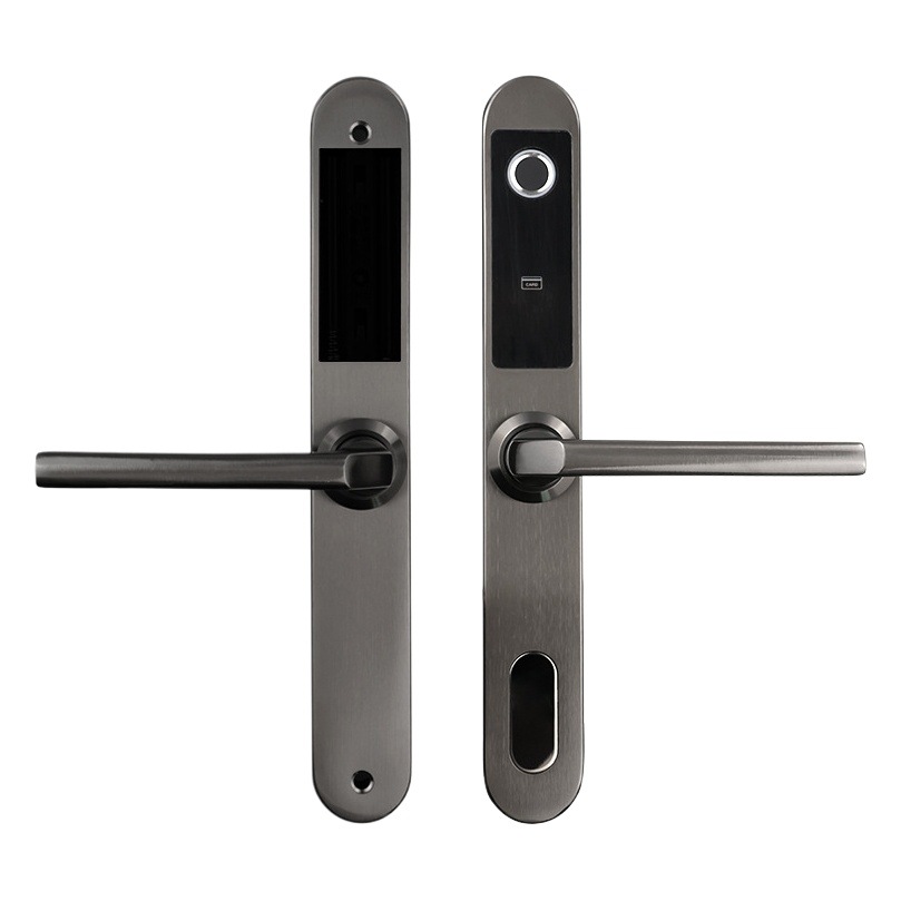 Suministro exclusivo transfronterizo de cerraduras de huellas dactilares de aluminio, cerraduras inteligentes para puertas de borde estrecho de acero inoxidable, cerraduras electrónicas con contraseña para puertas corredizas de balcón y patio.