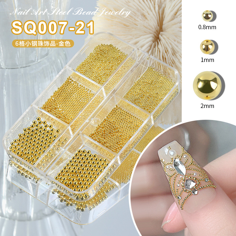 Celebridad de Internet mismo estilo joyería de uñas pequeña bola de acero desgaste paquete de material de uñas accesorios de decoración de taladro de uñas pequeña joyería al por mayor