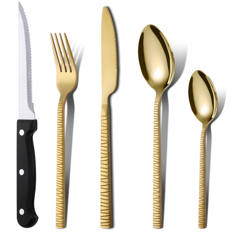 Creativo romano acero inoxidable cubiertos occidentales cuchillo de filete cuchillo de tenedor cucharas refrescos set de titanio cucharas europeas
