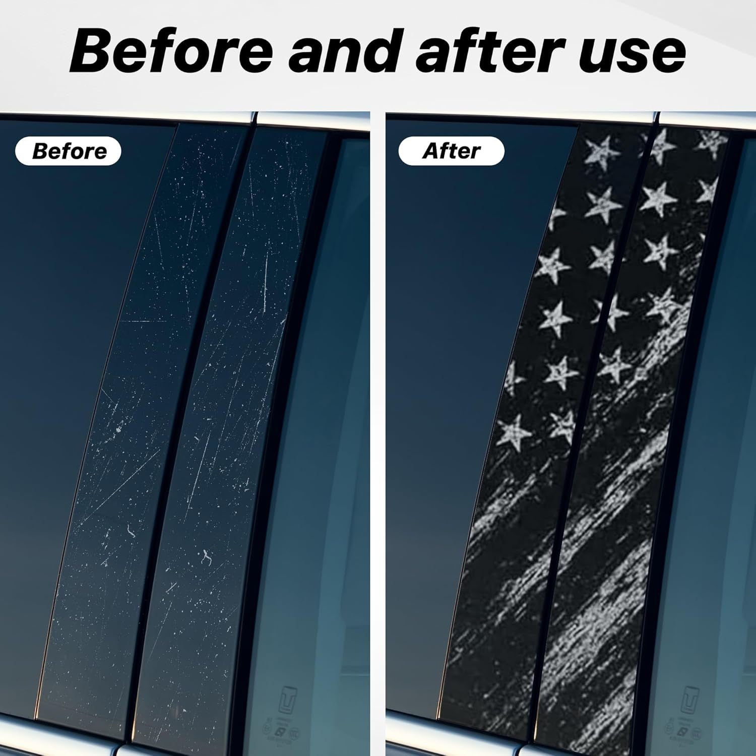 Amazon automóvil columna lateral retro bandera americana universal patriótico pegatinas impermeables a prueba de arañazos tira de decoración