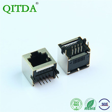 RJ45母座网口连接器卧式带灯网络网线接口8P8C以太网络插座子母头