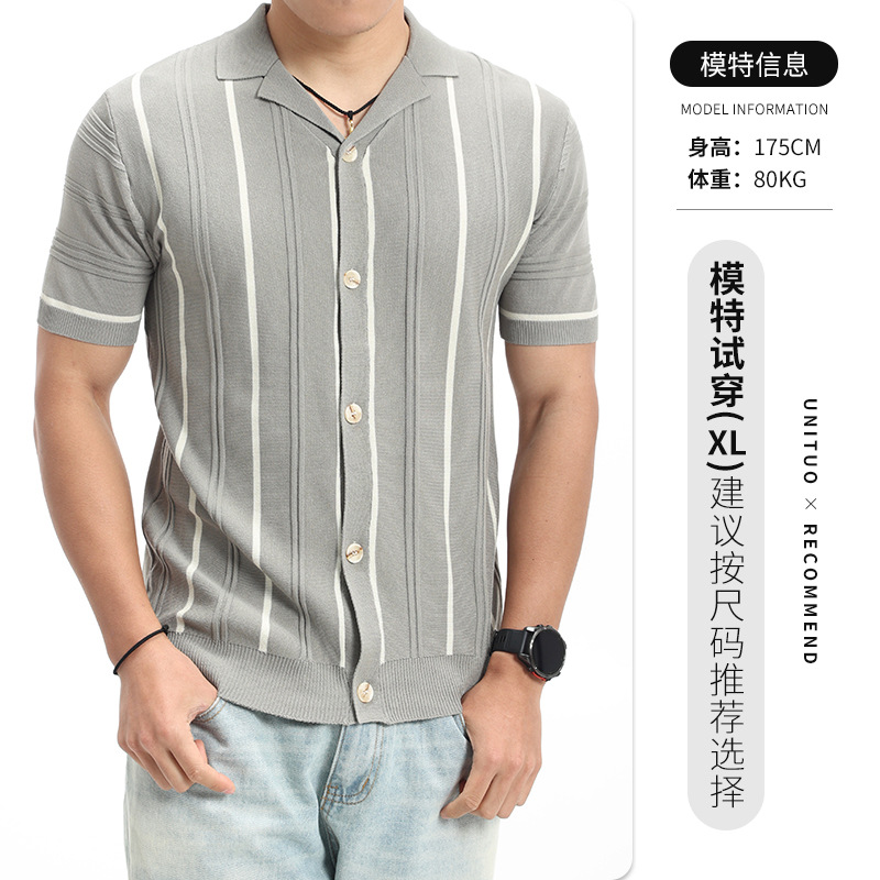 Nueva camiseta de hielo de punto polo de manga corta para hombres de verano de negocios con cuello casual camiseta de hombre camiseta de hombre