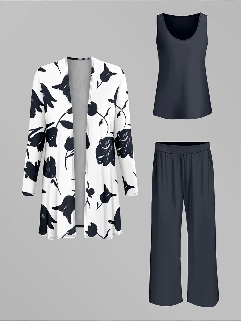 Women's 3 Piece Set Autumn Casual Outerwear Vest Pants_ecoleips.com