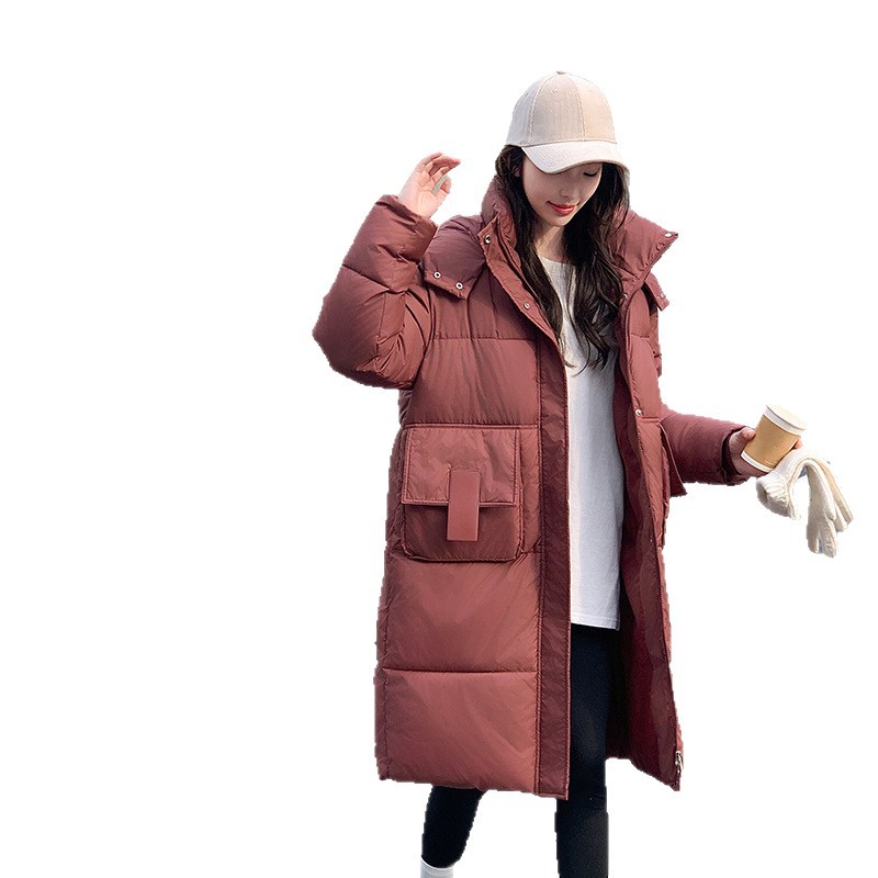 Europa nueva ropa de algodón suelta de invierno de 2025 mujer larga bolsillo de personalidad gruesa sobre la rodilla abrigo de moda image 5