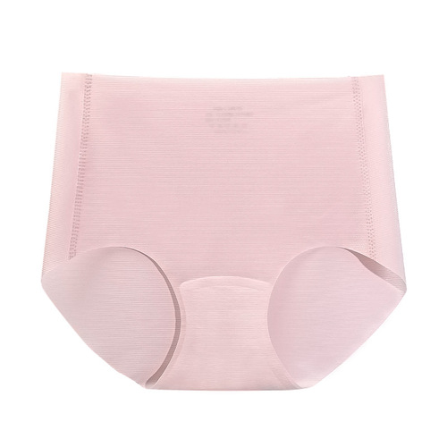 High-waisted underwear for women, ice silk antibacterial pure cotton crotch tummy control and hip lifting large size seamless breathable summer thin briefs