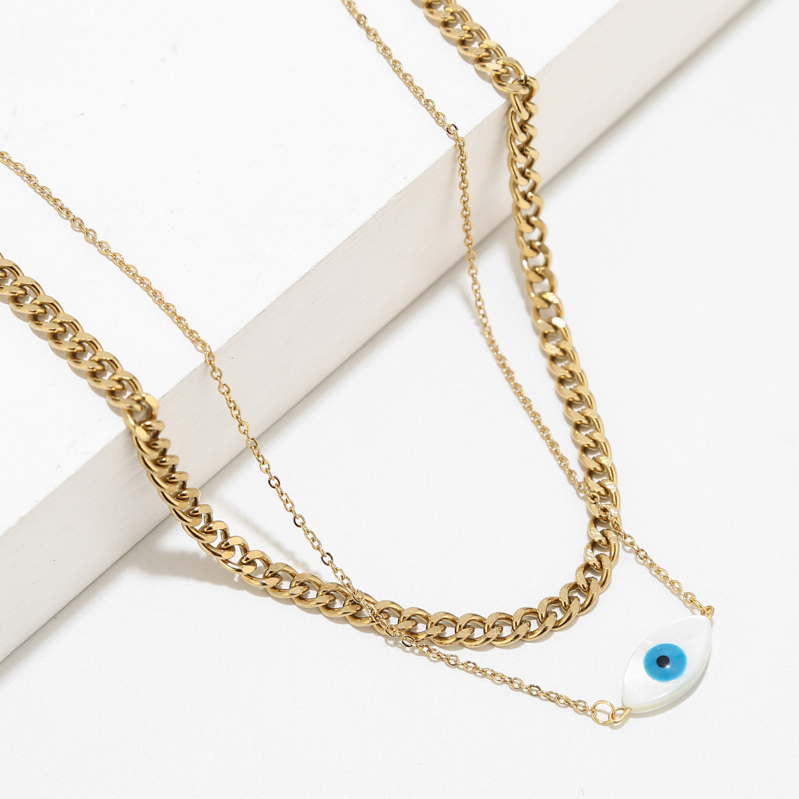 Fashion Eye Titanium Steel Plating Layered Necklaces 1 Piece