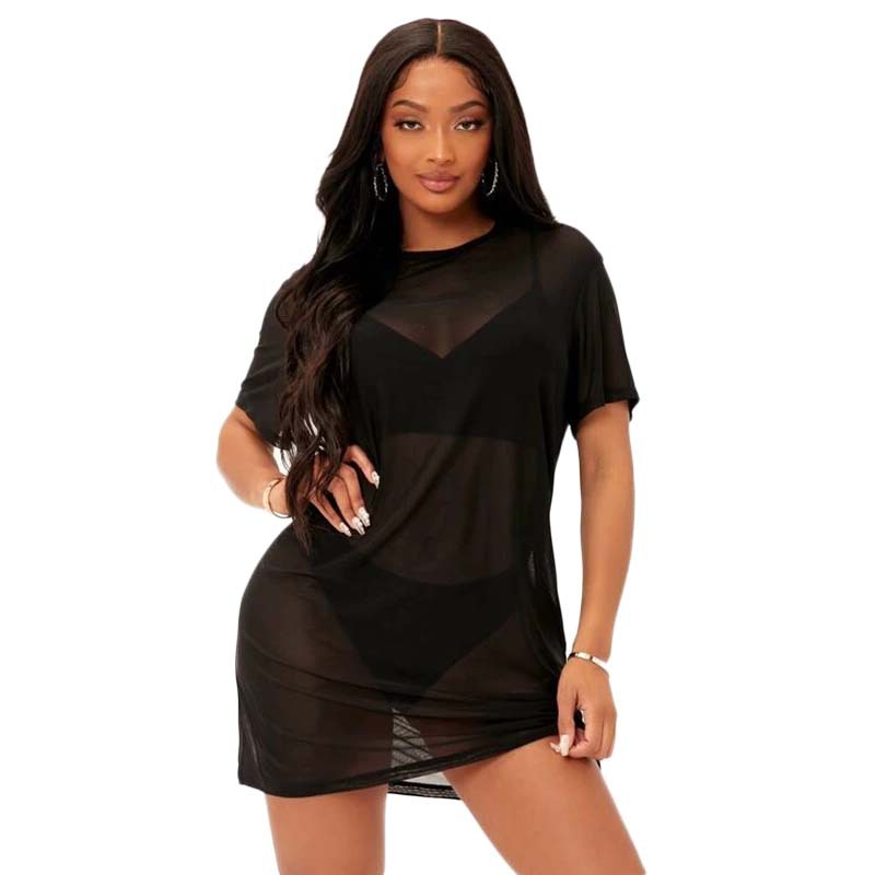 Sexy Solid Color See-through Black Hollow Women's Dress display picture 4