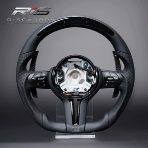 Compatible with BMW flat-bottom black leather steering wheel F30F10F15F16F20F25F01 LED carbon paddle shifters