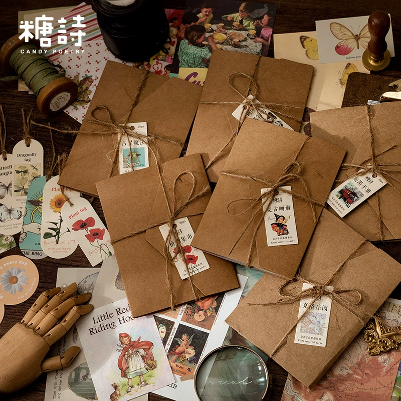 Винтажная коллекция ручной работы серии книг сахар поэзия смешанный материал сумка цветок и завод руководство декоративные наклейки 6