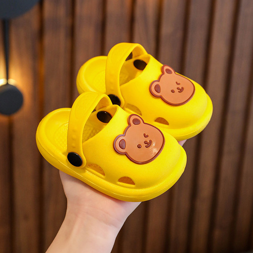 Children's Slippers Summer New Cute Bear Girl Baby Shoes Boy Soft Sole Anti-Slip Home Bathroom Cooling Slippers