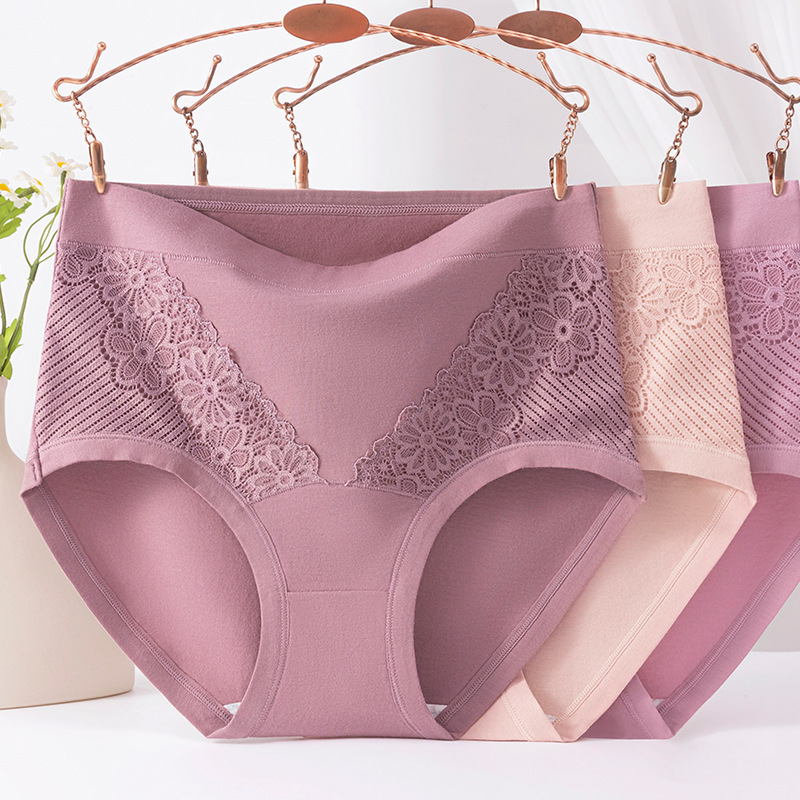 Middle-aged and elderly mothers women's underwear cotton crotch comfortable Breathable High waist plus size briefs women's hip lifting belly contracting shorts