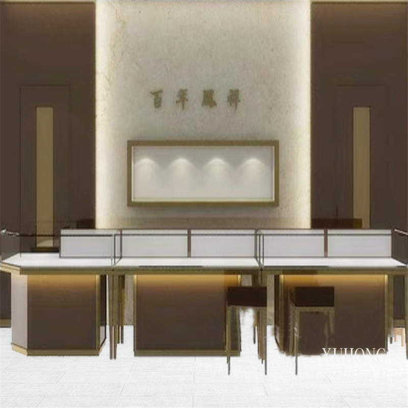 珠宝柜定制 黄金项链珠宝展示柜翡玉石首饰摆放陈列玻璃柜展示台
