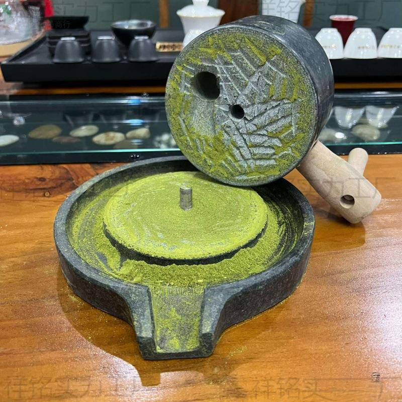 手推小石磨宋代点茶石磨青石磨磨石磨幼儿园石磨摆件跨境独立|undefined
