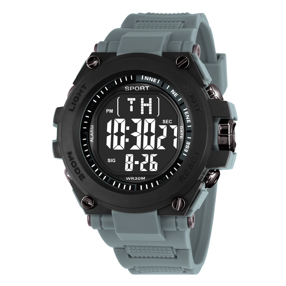 Reloj electrónico de deportes de estudiantes de secundaria y secundaria transfronterizos de gran dial personalizado alarma de luz nocturna al aire libre reloj electrónico