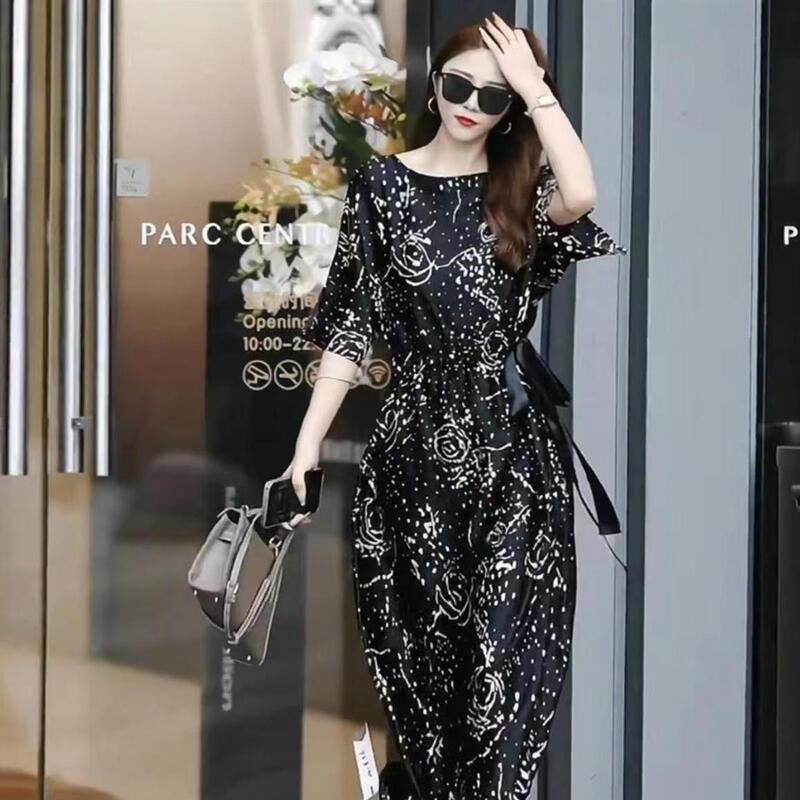 2022 autumn and summer new style ribbon waist round neck fashion trend slim slim slim long dress 2022 autumn and summer new style ribbon waist round neck fashion trend slim slim slim long dress