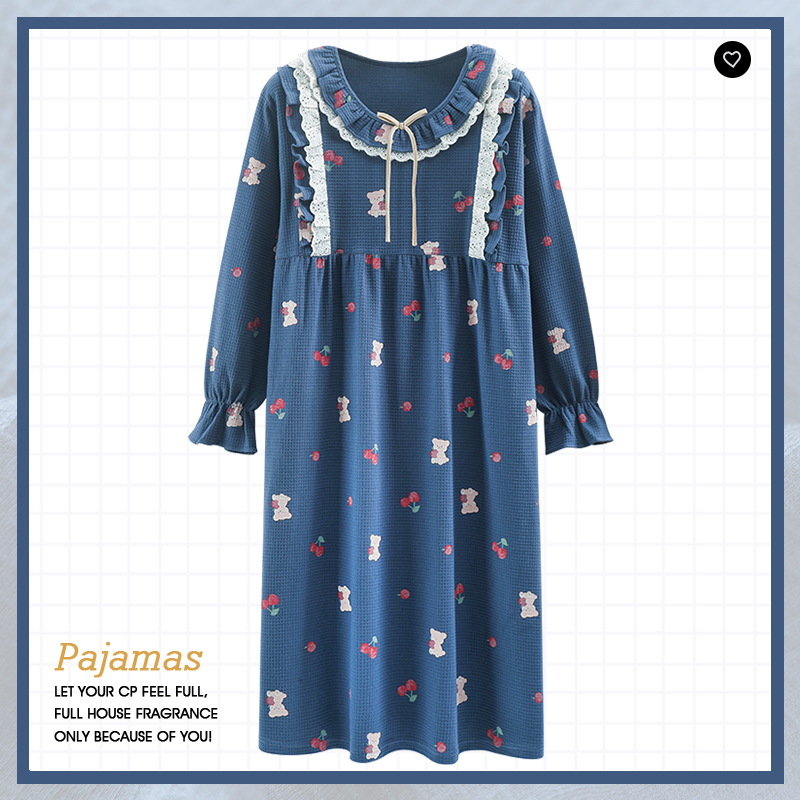 Transfronterizos exclusivos para al por mayor pijamas de primavera y otoño de mujeres pijamas de algodón de manga larga ropa dulce para el hogar una pieza