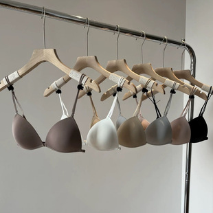 Triangle Cup Beautiful Back Underwear Women's Thin Thin Shoulder Strap French Front Buckle Bra No Steel Ring Plain Solid Color Fixed Bra