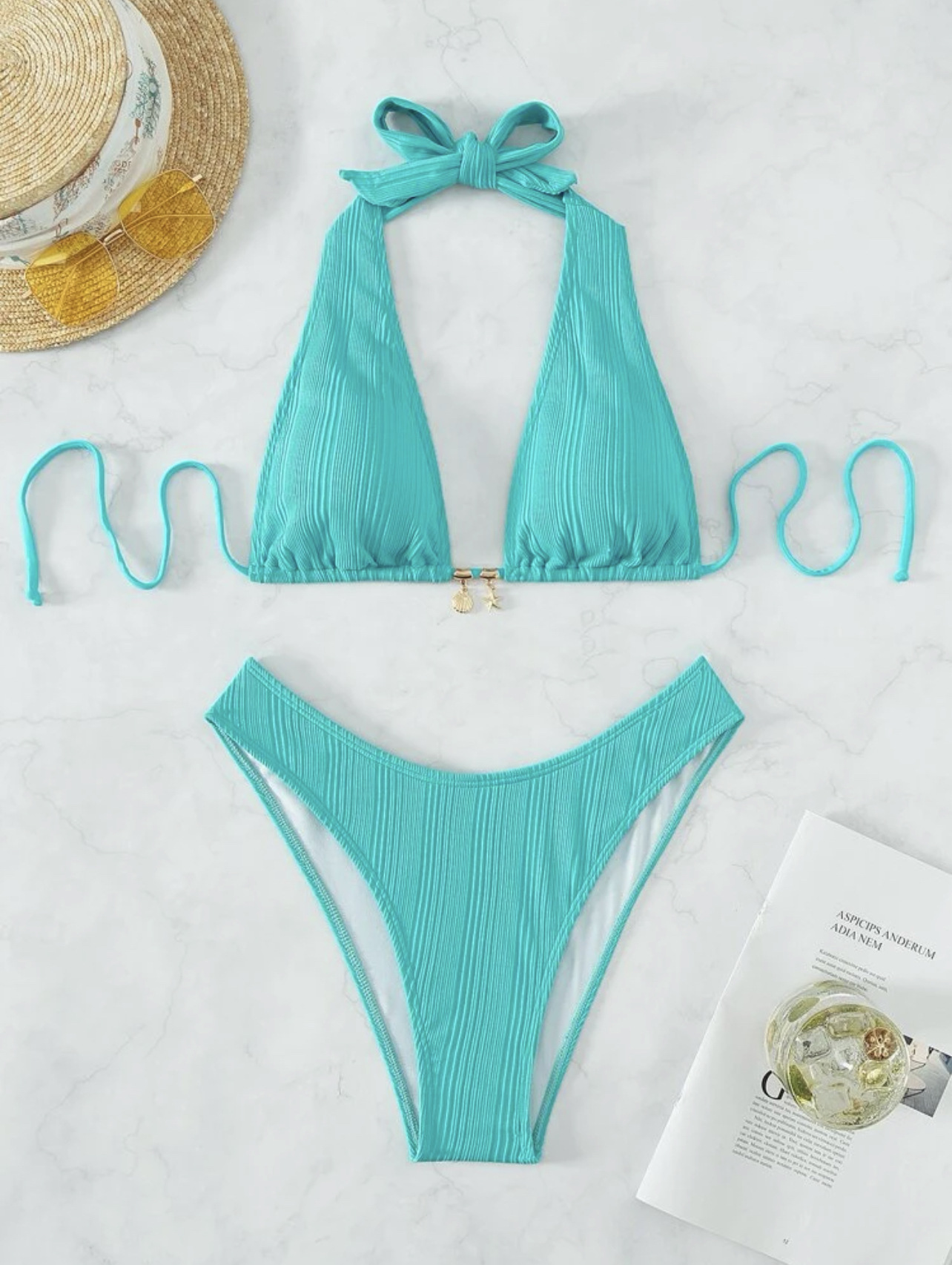136g Weight Sexy Feel Of Sensation Bikini Panties Style Polyester Fabric Type 2 Pieces Set Quantity Swimming Pool, Beach Occasion Comfort Function Solid Color Pattern Demi Cup Bra Cup Women's Gender Women's Solid Color 2 Pieces Set Bikinis Swimwear 14
