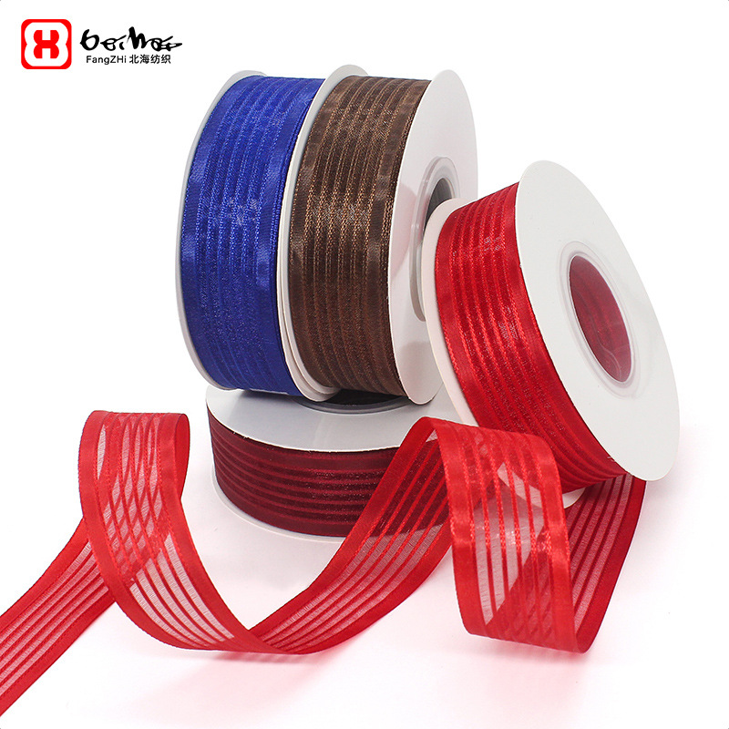 Fabricante al por mayor 2.5CM banda de borde ancho flor de regalo de embalaje de cinta DIY cinta de arco hecha a mano