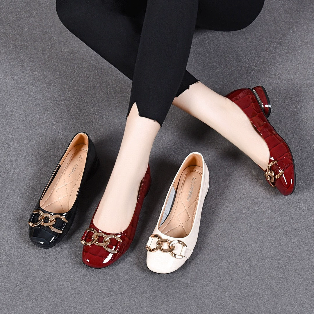 Metal comfortable loafers, shoes, 2023, Korean style