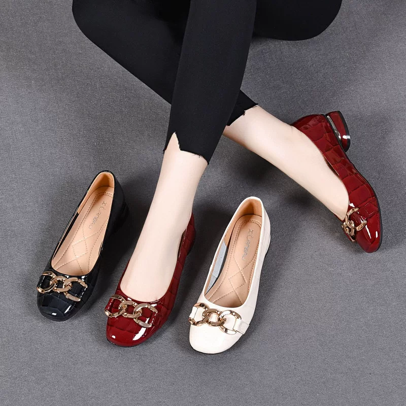 Metal comfortable loafers, shoes, 2023, Korean style