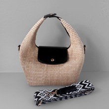 大容量草编包女2024新款夏季编织包休闲单肩斜挎包洋气海边沙滩包