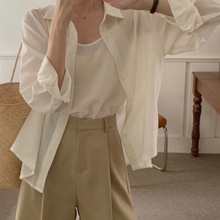 法式白色防晒衬衫2024新款女夏季薄款外搭天丝衬衣小个子开衫外套