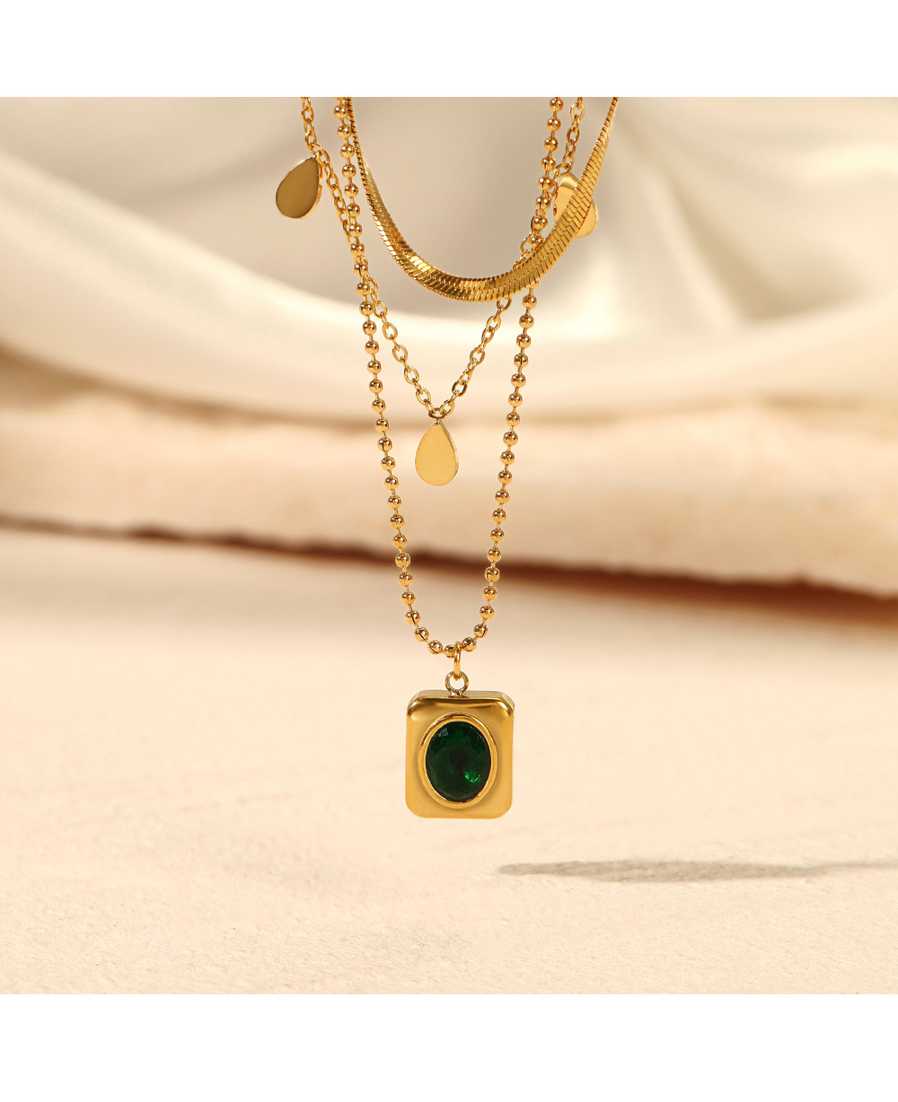 French Style Square Water Droplets Stainless Steel Titanium Steel Plating Inlay Artificial Gemstones