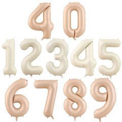 Ins style caramel milk white chocolate color number balloon 32 inch 40 inch birthday decoration photo aluminum film balloon