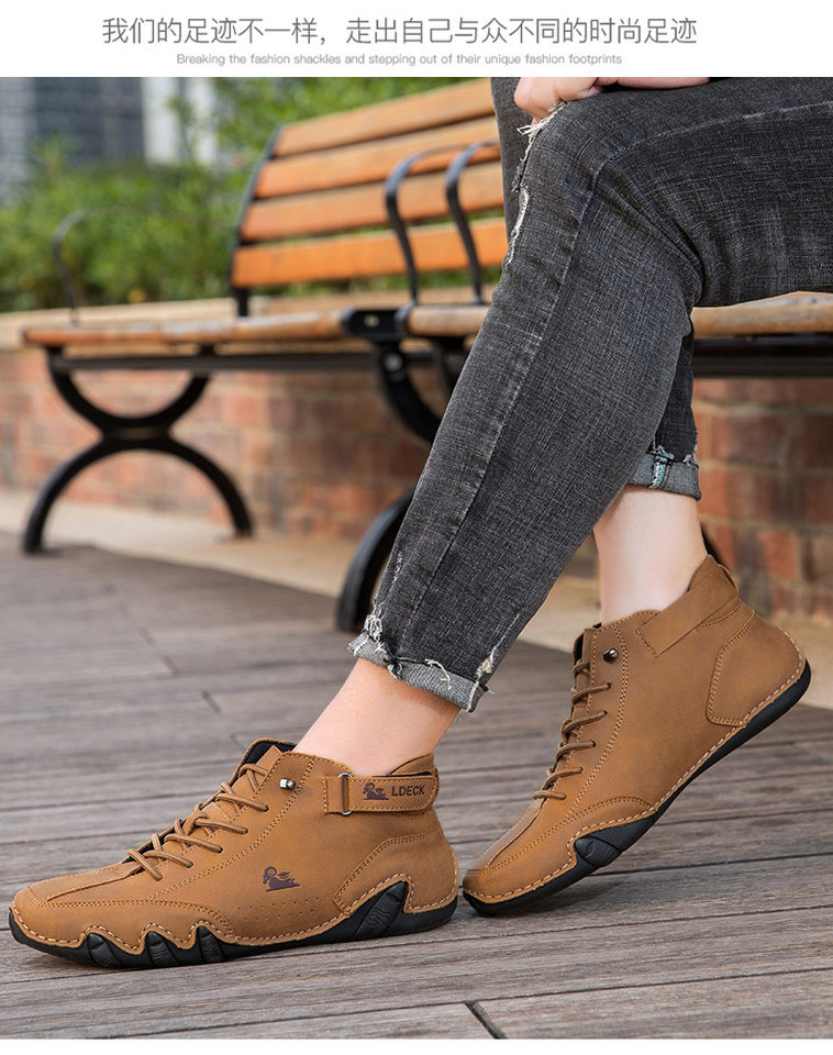 Bốt Martin nam cổ cao dáng bạch tuộc, giày bốt ngắn da lộn gót bằng — C8008 kaki, C8008 màu xám, C8008 màu đen, F8008 màu hồng chi tiết 26