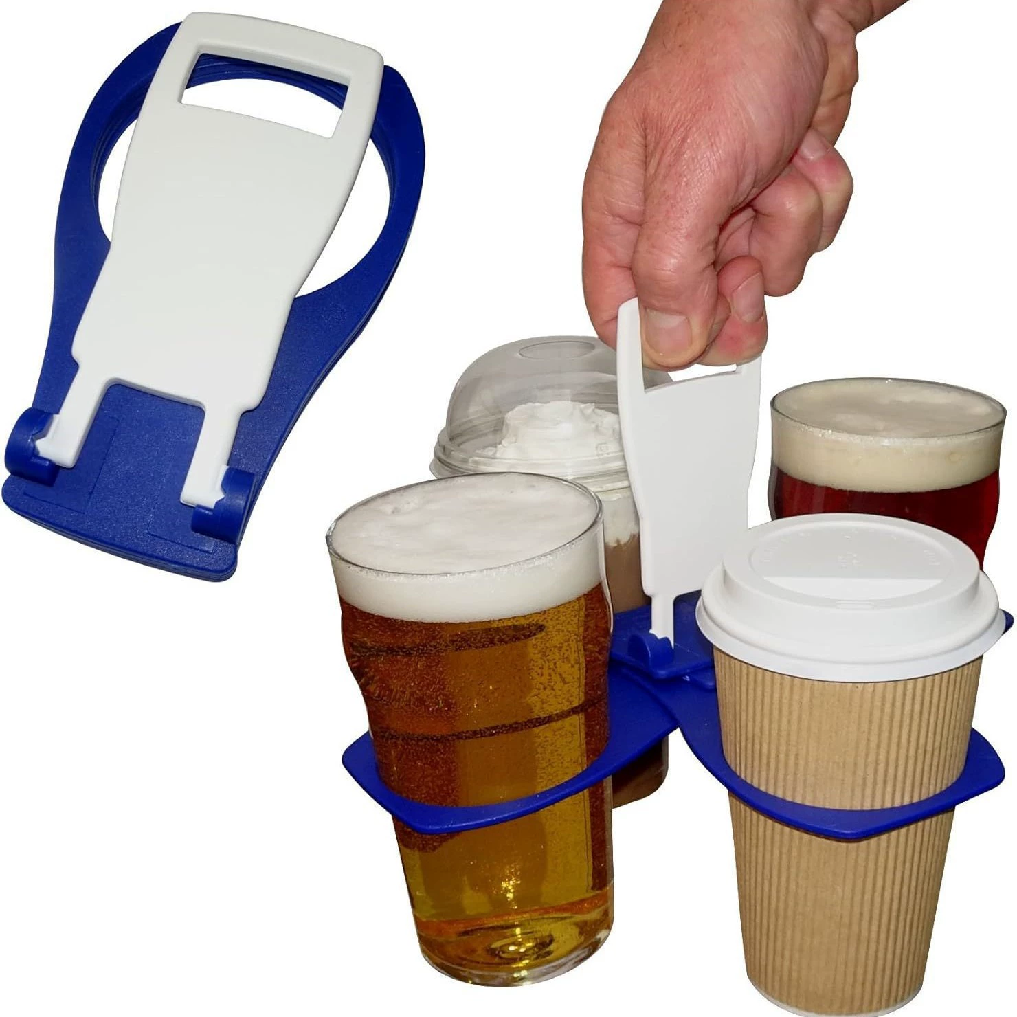 Foldable cup holder / ball boy [British manufacture] takeaway coffee soft drink pint beer beverage rack