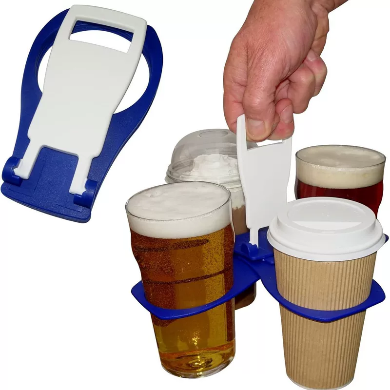 Foldable cup holder / ball boy [British manufacture] takeaway coffee soft drink pint beer beverage rack
