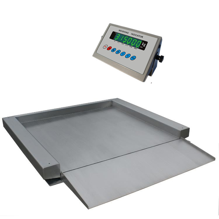 1000公斤不锈钢带斜坡地磅1500KG/200g不锈钢平台秤单斜坡2吨磅称