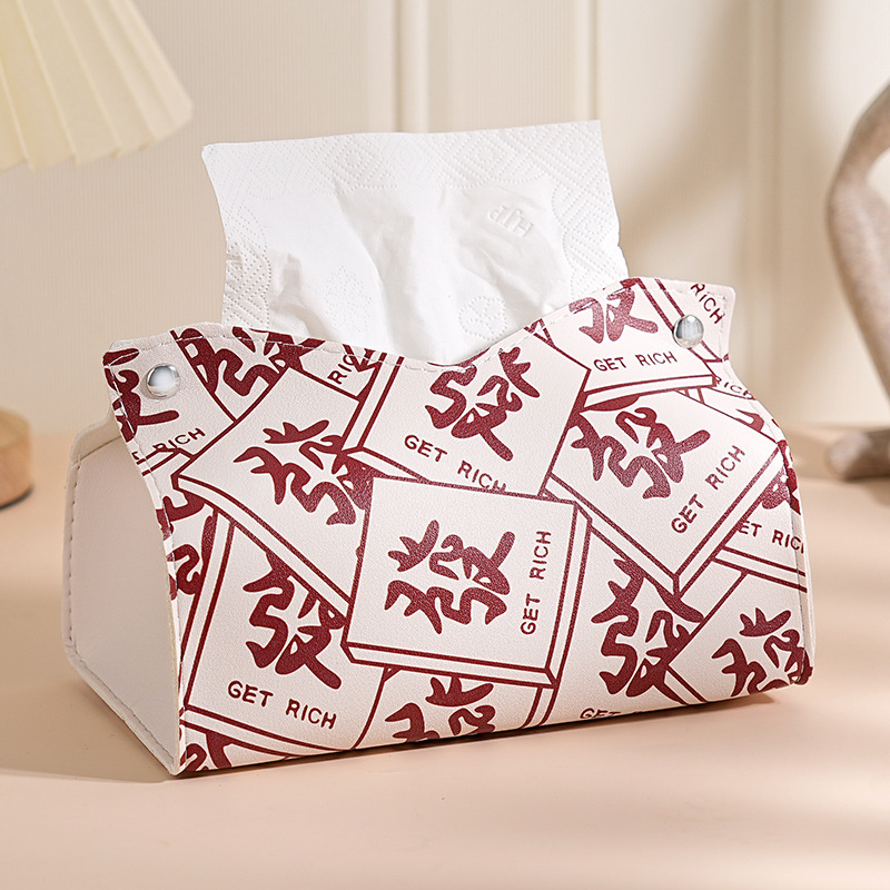 Ins National Tide Red Mahjong Room Caja de pañuelos especial Sala de estar para el hogar Caja de dibujo Caja de almacenamiento de dibujo de papel premium Restaurante