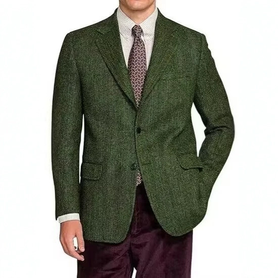 Amazon cross-border foreign trade men's herringbone wool single-breasted business casual everyday jacket