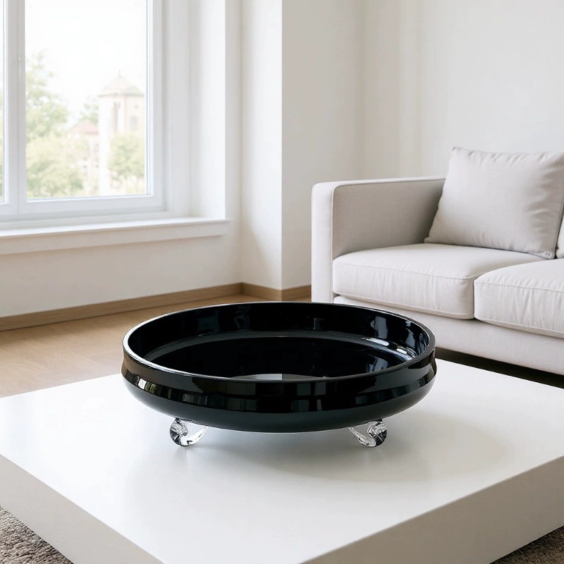 BBGLASS Baobei Glass Креативный черный белый стеклянный поднос Тарелка для конфет Тарелка для торта Декоративные украшения