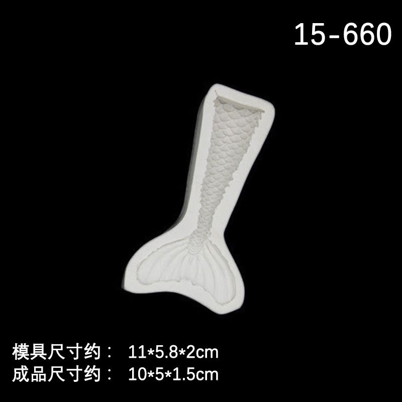 3D sirena cola océano serie DIY fondant pescado cola chocolate pastel epoxi colgante molde