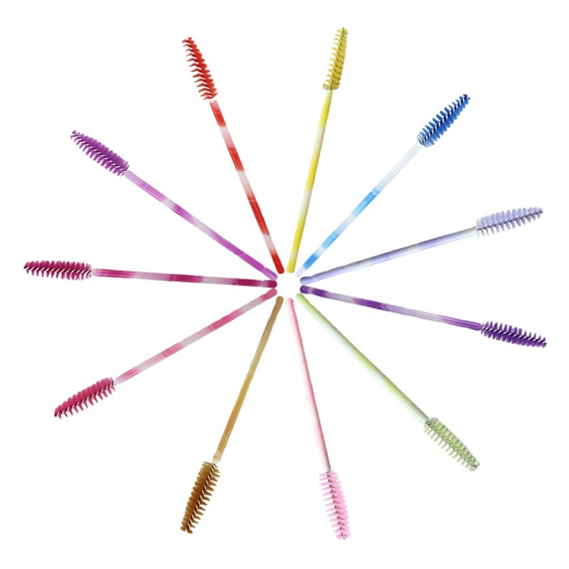 50 PCs/Pack Nylon Eyelash Brush Stick Color Rod Eyelash Comb Eyelash Roll Eyebrow Comb Eyelash Cosmetic Double Color Eyelash Brush