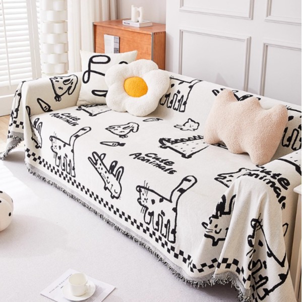 Chenille-Bezug, rutschfest, katzensicher, einteiliger Sofabezug, universell, vollständige Abdeckung_voghion.com