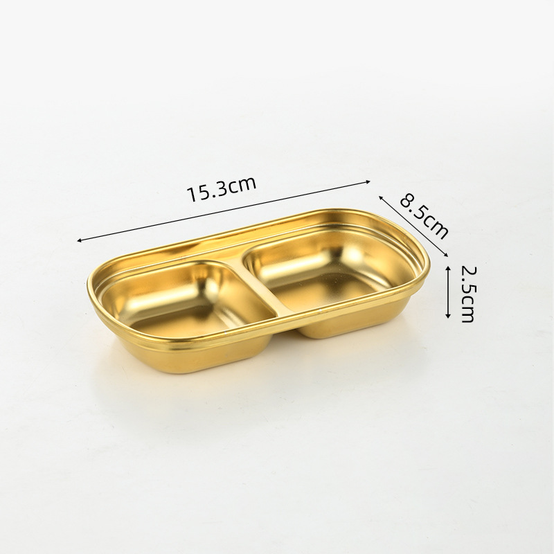 304ステンレス調味料皿家庭用醤油酢小皿分格付皿ホテルレストラン火鍋店軽食皿|undefined